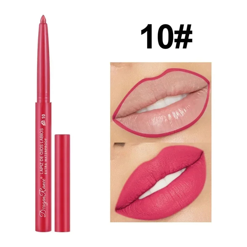 Waterproof Matte Lipliner Pencil Sexy Red Contour Lip Tint Lip Stick Lasting Moisturising Non-stick Cup Lips Makeup 12Colors