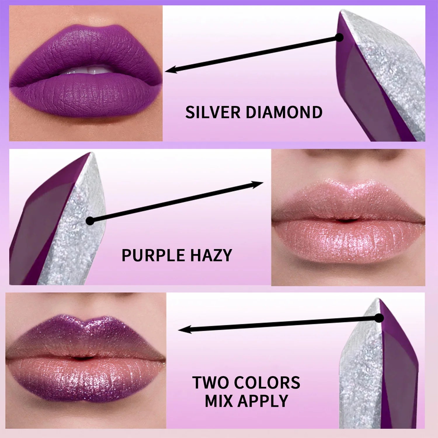 Color-Changing Dual-Tone Lipstick, Temperature-Sensitive Rose & Purple, Moisturizing, Long-Lasting, Waterproof, Unisex,Skin-Safe