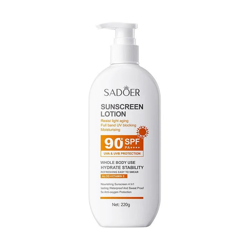 Super 220ml Aloe+Vitamin E Body And Face Sunscreen Lotion SPF 90 PA++++Whole Body Use Protect + Hydrate Moisturizing
