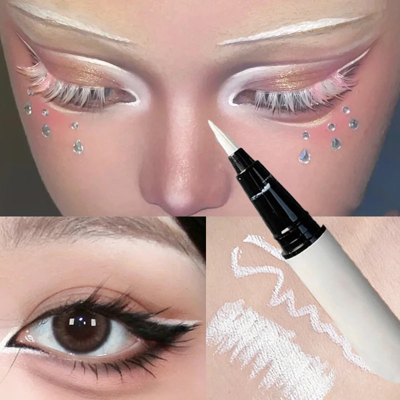 Matte White Eyeliner Liquid Pen Lying Silkworm Pencil Brighten Corners of Eyes Ultra-thin Waterproof Pigment Cosplay Eyeshadow