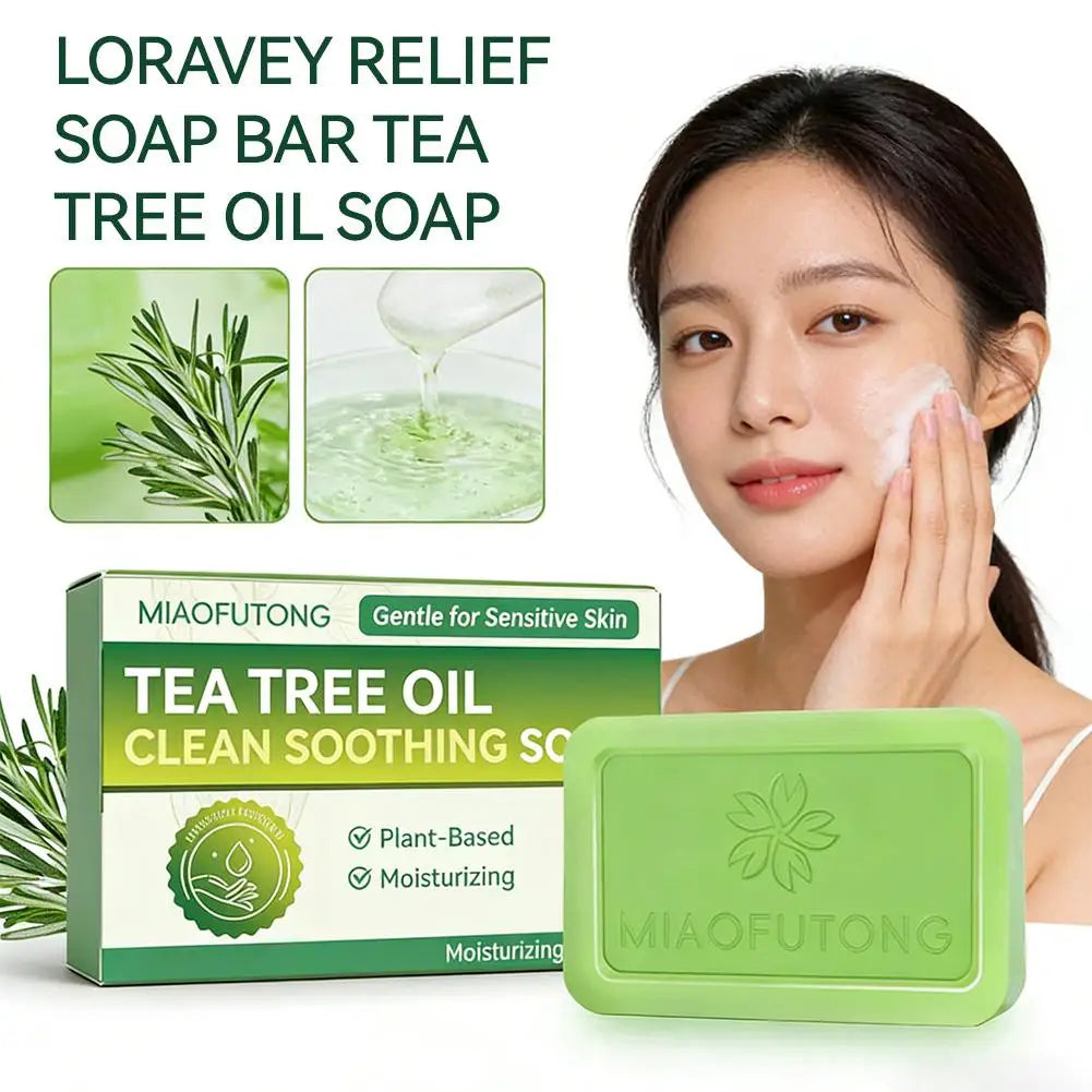 Tea Tree Soap, Soap Bar With Tea Tree Oil Gentle Exfoliating For Sensitive Skin Plant-Based Care Moisturizing Formula For Body