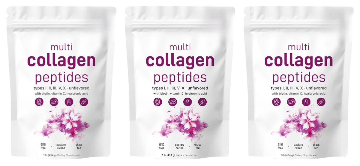 Multi-Collagen Peptides Powder – Hydrolyzed Collagen Blend with Vitamin C & Biotin Supports Skin,Hair and Nail  Health 454g/1lb