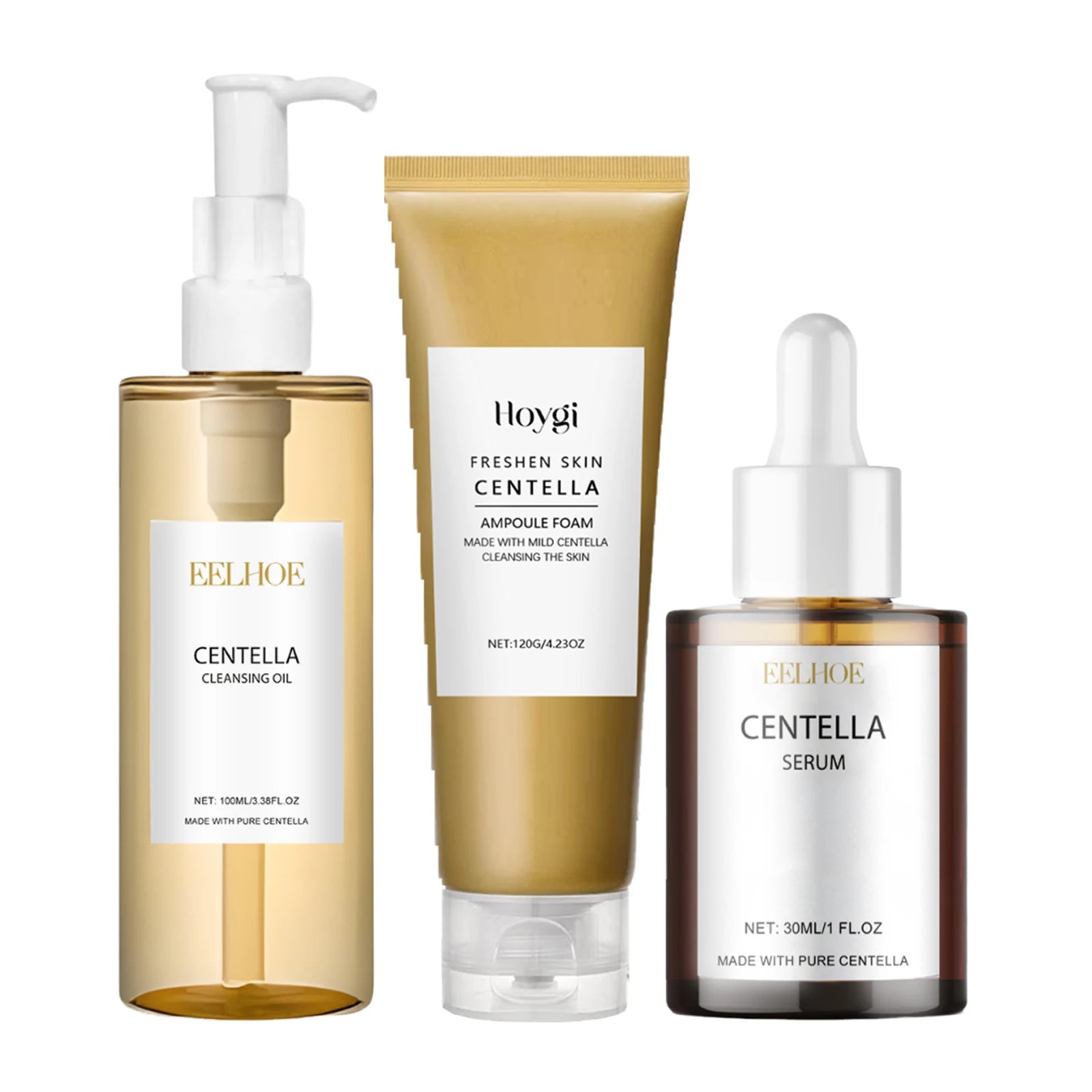 Centella Facial Care Combo Gentle Soothing Makeup Remover Oil Centella Cleanser Centella Serum Set for Sensitive Skin Daily Care