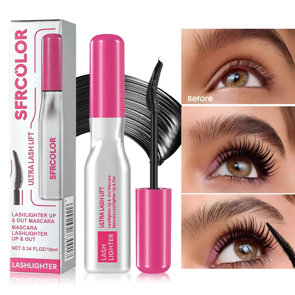 Fiber Curling Mascara,Thick Lengthened Volumizing Waterproof Sweat proof Lasting Lasting Lasting Mascara Setting Cream Makeup