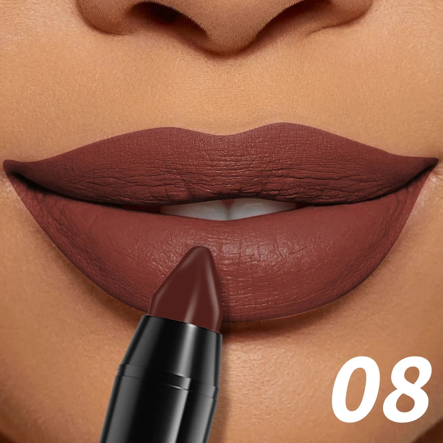 15-Color Velvet Matte Lipstick Pencil Waterproof  Red Brown Pink Long Lasting Lip Stick Korean Makeup Lip Tint Cosmetic Lipgloss