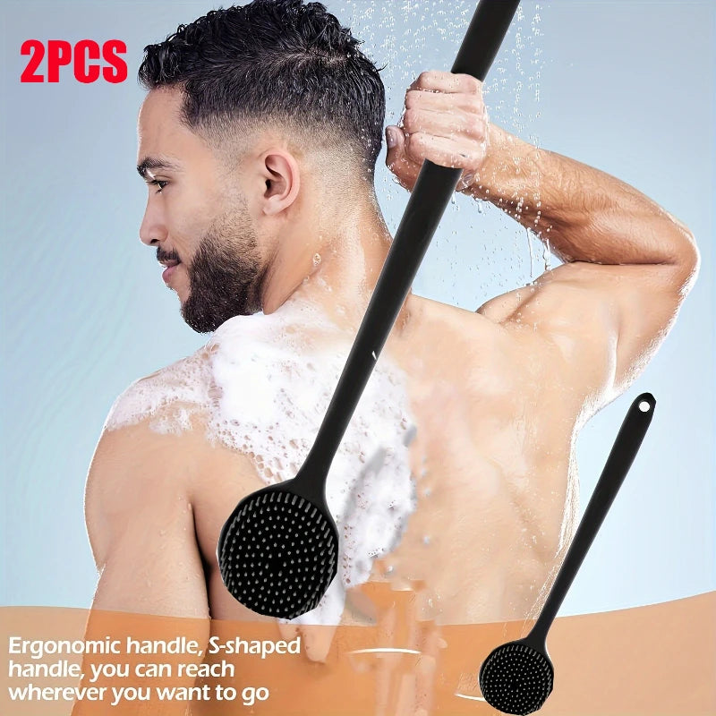 Long Handle Soft Silicone Back Scrubber & Massager Gentle Exfoliating Brush for Deep Cleansing Bath Massage Back Scrubber
