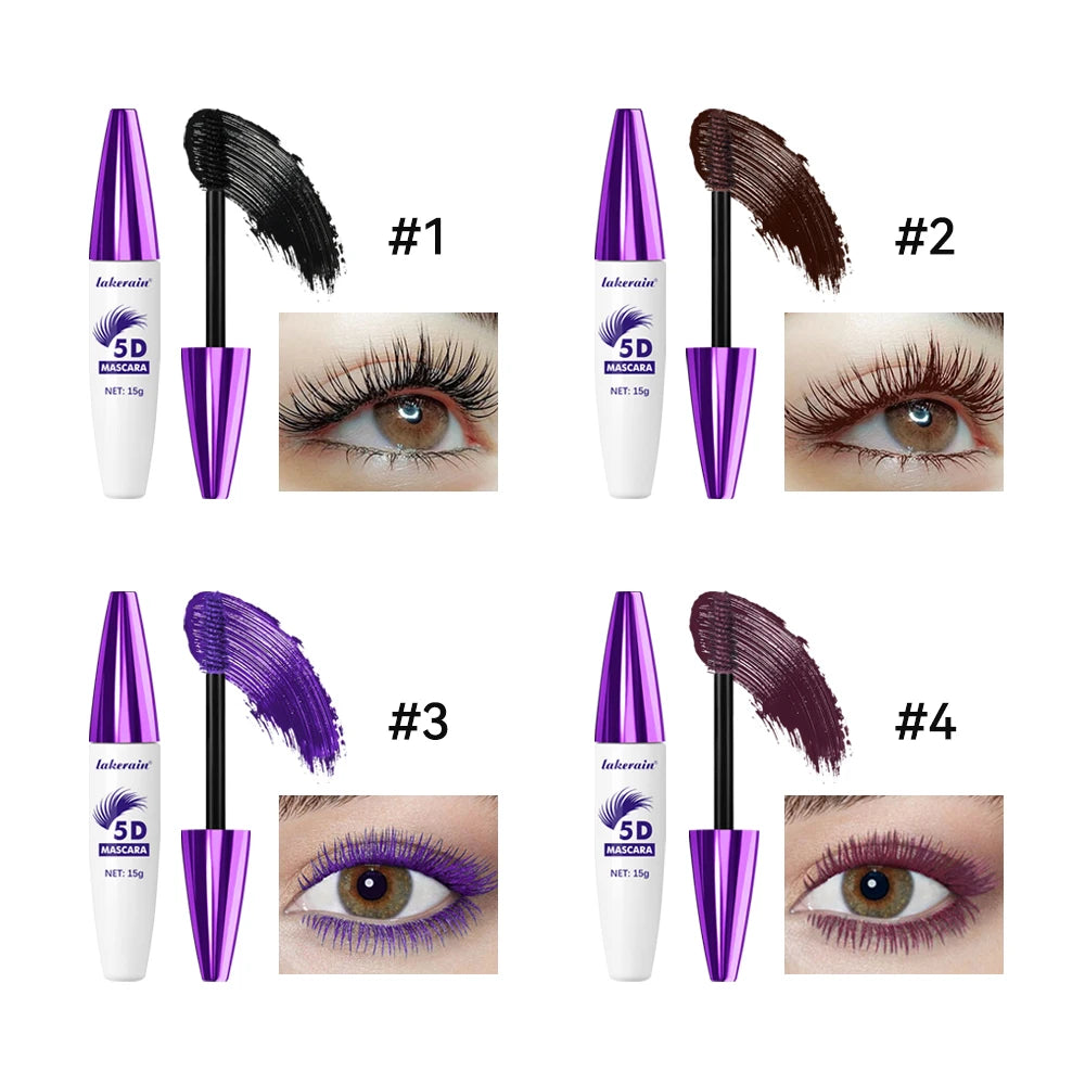5D Mascara Waterproof Thickening Lengthening Curling Liquid Fiber Mascara Long-Lasting Curling Eyelash Extension Cosmetics