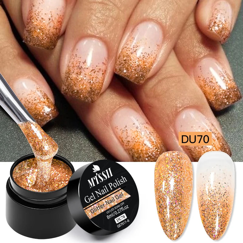 8ML Glitter Gel Nail Polish Shining Mineral Sequins Soak Off UV LED Nail Gel Semi Permanent Nail Art Supplies for Manicure