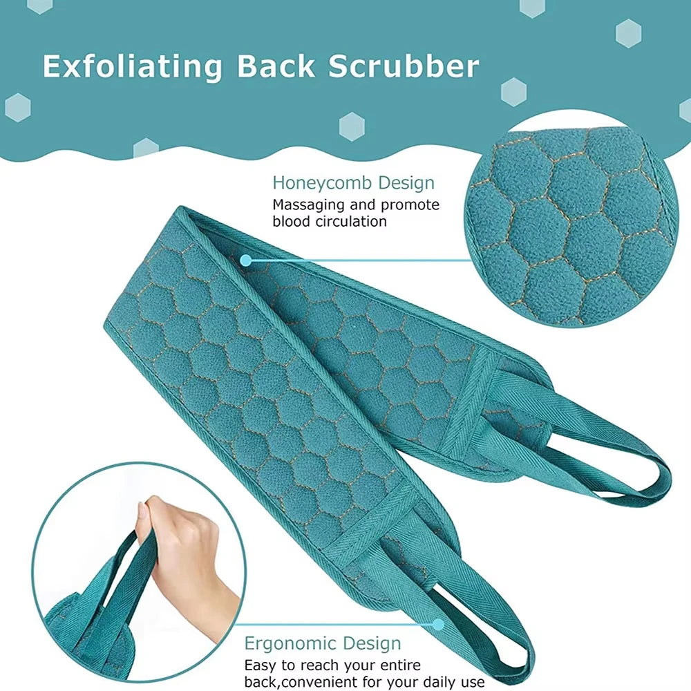 Exfoliating Body Scrubber Set with Back Scrubber Bath Glove And Shower Sponge Loofah for Deep Cleaning And Hygiene