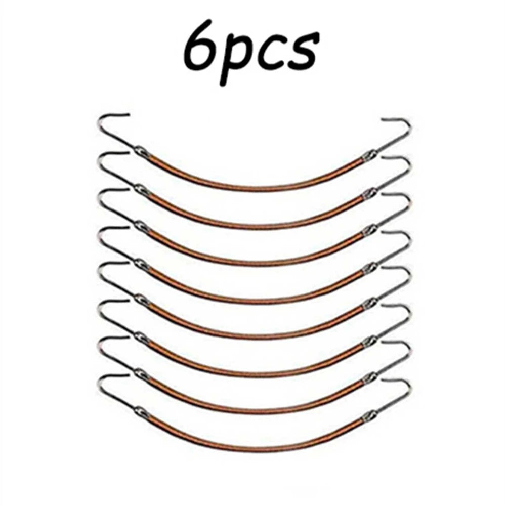 6pcs Girls Headwear Bungee Gum Band With Hook Elastic Bows Hair Band Ponytail Holder Elastic Clips