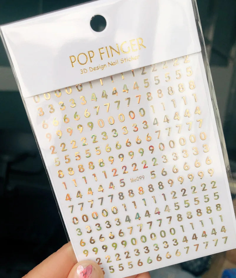 New Roman 26 English Alphabet Number 3D Self-adhesive Nail Art Decal Sticker Word Small Letter Nail Tattoos Decal Stickers
