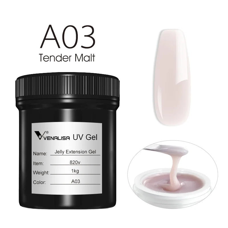 VENALISA Jelly Gel Large Volume 1L Jelly Nude Collection Not Burning Soak Off UV LED Soft Extension Gel Nail Gel Nail Manicure