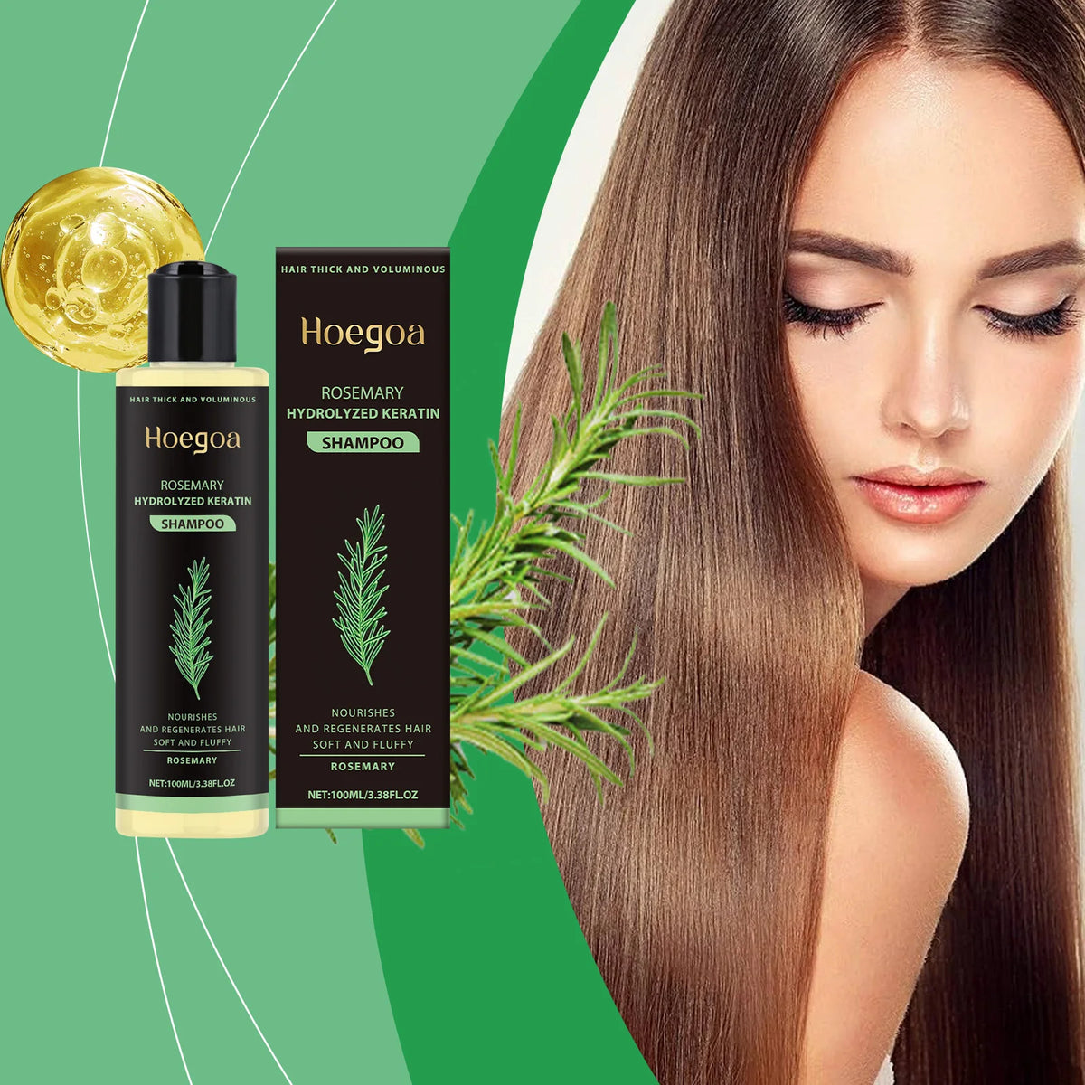 Natural Rosemary Hair Shampoo Reduce Hair Loss Clean Dandruff Nourish Moisturize Scalp Improve Hair Quality Hair Care Product
