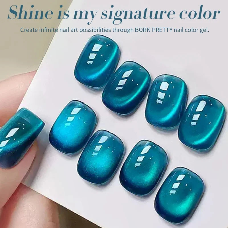 BORN PRETTY 10ml Rhine Lake Blue Cat Magnetic Gel Dark Blue Glitter Soak Off UV Gel Nail Art Varnish Manicure Nail Art Salon