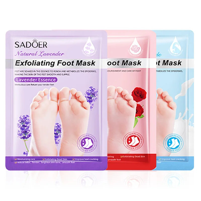 3 Pairs SADOER Lavender Foot Mask Moisturizing Foot Peeling Mask Anti-aging Exfoliating Feet Pedicure Exfoliant Feet Skin Care