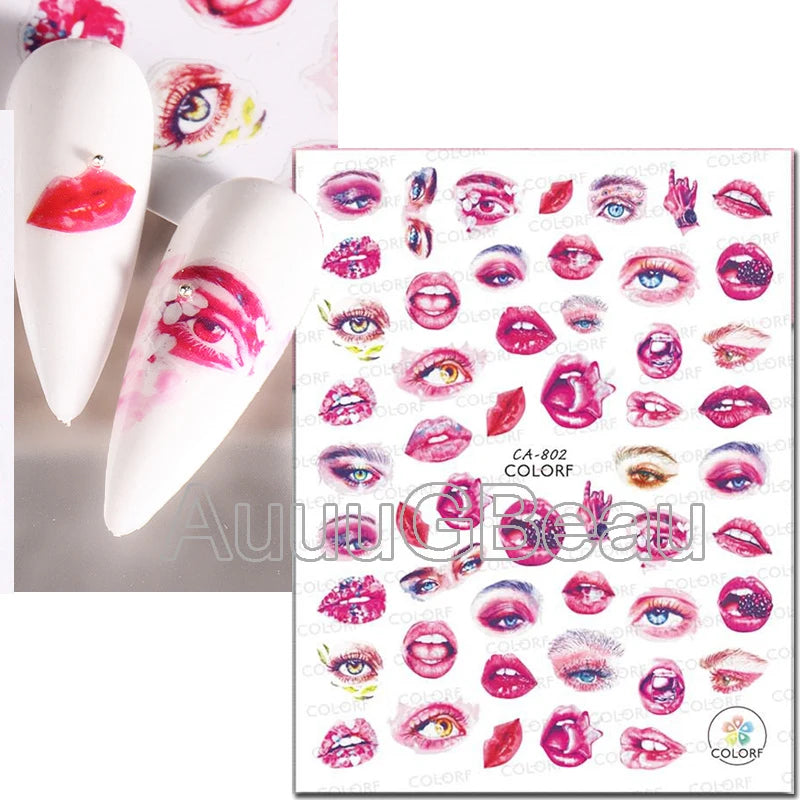 3d Nail Art Decals Geometric Lines Daisy Sunflowers Letters Adhesive Sliders Nail Stickers Decoration For Manicure