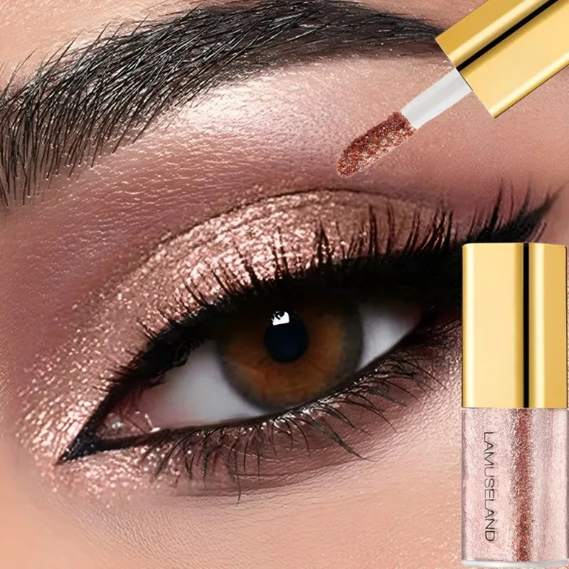 Pearly Liquid Eyeshadow Natural Smokey Silver Shimmer Glitter Diamond Eye Shadow for Eyelid Waterproof Beauty Highlighter Makeup