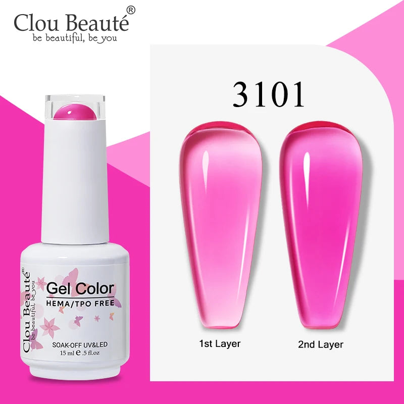 Clou Beaute Semi-transparent Jelly Color UV Gel Manicure Gel Nail Nail Supplies For Professionals Semi-permanent Varnish 15ml