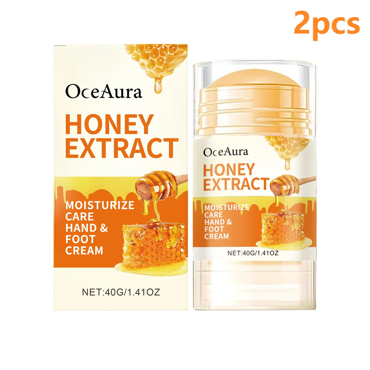 OceAura Honey Foot Cream for Cracked Damaged Feet Deep Hydration Moisturizing Skin Care with Coconut Oil for Hands and Feet 40g