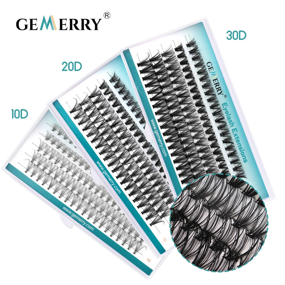 Gemerry 280 Cluster DIY Eyelashes 10D/20D 30D/40D Premade Volume Fan Lash Extension Individual Faux Mink Heat Bonded Lashes Soft