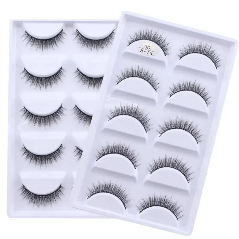 AMSNCN NEW 5Pair 100% Real 3D Mink Lashes Soft Natural False Eyelashes Makeup Long Eye Lashes Eyelash Extension CiliosH13mini