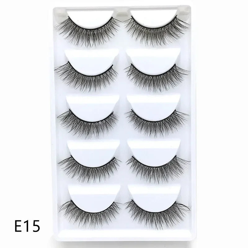 HBZGTLAD 5Pairs 3D Handmade Fake Eyelashes Natural Long Thick Daily Makeup Thick Cross Eyelashes Eye Lashes