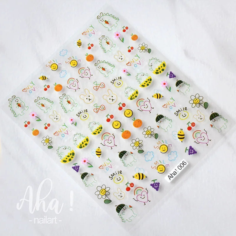3D Yellow Smile Nlail Art Stickers Nail Decals for Nails Smile Face Manicure Japanese Design DIY Cute Nail Decals Accessories