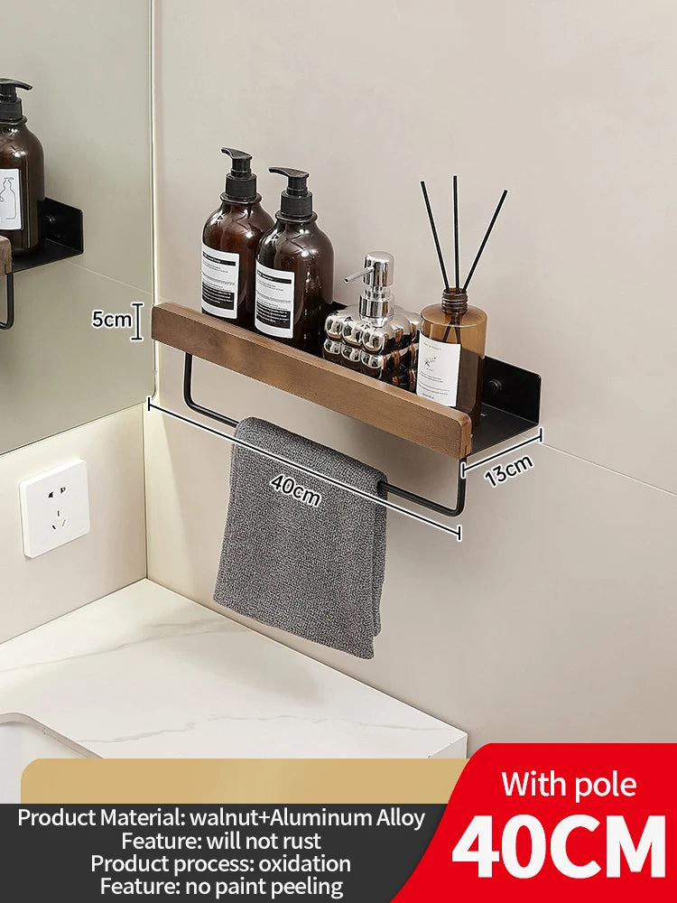 Wood Aluminum Waterproof for Bathroom Shelf Shelves Shampoo Makeup Storage Holder Accessories Kitchen Sorage Bath Accessories
