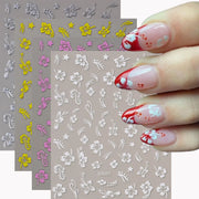 4Pcs 3D Hibiscus Flower Nail Stickers White,Pink,Gold,Silver Floral Nail Decals Y2K Petal Self-Adhesive Manicure Decor Sliders *
