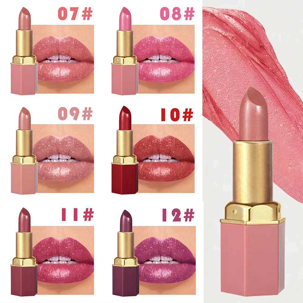CHOOSE RASME 6-Color Chocolate Bar Lipstick Makeup Pearls Not Easy to Peel off Matte Waterproof Lipgloss