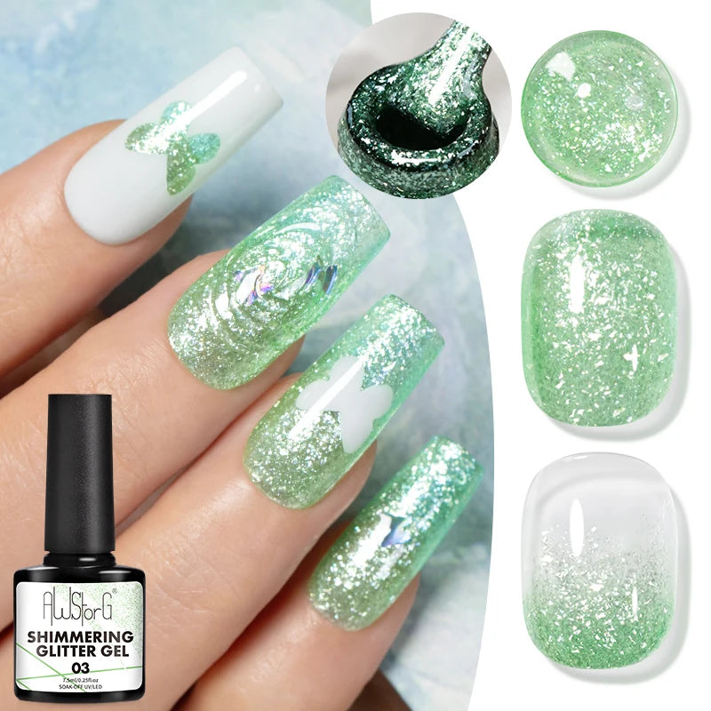 AWStorG Intense Rainbow Cat Eye Gel 5ml Holographic Laser Magnetic Nail Gel Soak Off UV LED Gel Polish Shiny Rainbow Manicur