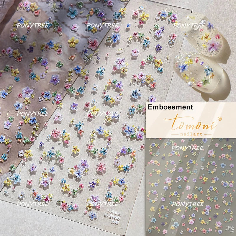 Elegant Pink Purple Flower Rose Colourful Gentle Petal Peach Blossom Metal Shiny Self Nail Art Sticker Decoration Manicure Decal