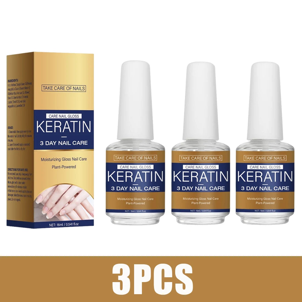 3 Days Nail Care Oil Keratin Amino Acid Formula Fast Dry 90s Salon Shine No Chip Deep Moisture Nail Strengthener,15ml