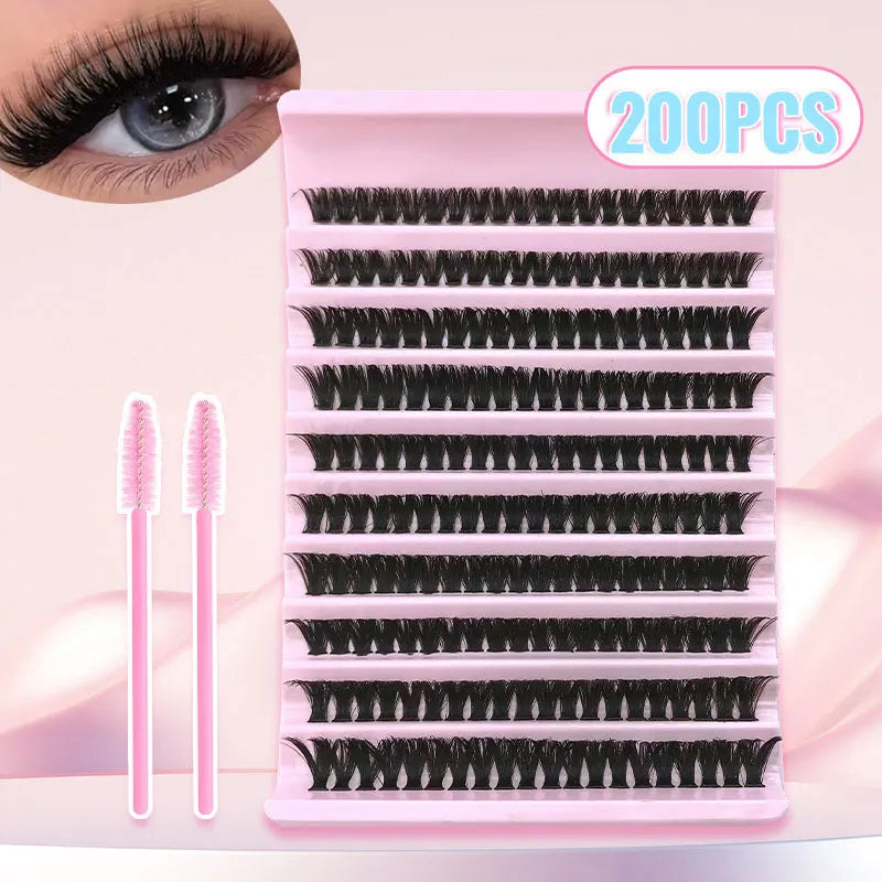 200/800 Pcs False Eyelash Book Set 30D-100D Reusable 9-16mm D Curly Mixed Lengths False Eyelashes Festival Gift for Friend