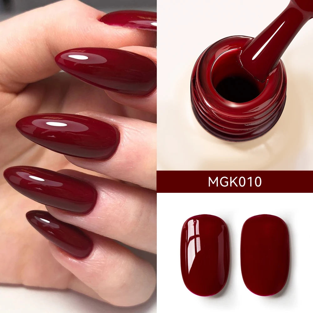 MAYCHAO Cherry Red Gel Nail Polish 12ml Glossy Semi Permanent Soak Off UV LED Frosted Gel Nails Base Painting Varnish