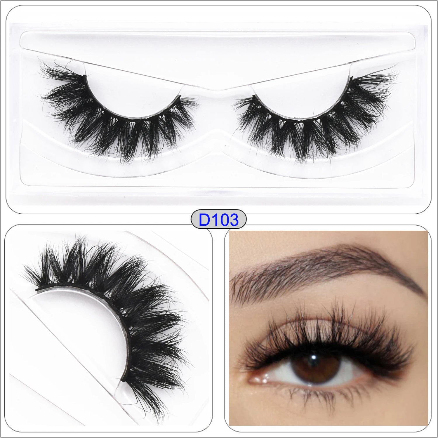 Mink Fake Eyelashes 3D Mink Lashes Natural Long False Eyelash Cruelty-free Mink Hair Fluttery False Lashes Makeup D101 Lash Gift