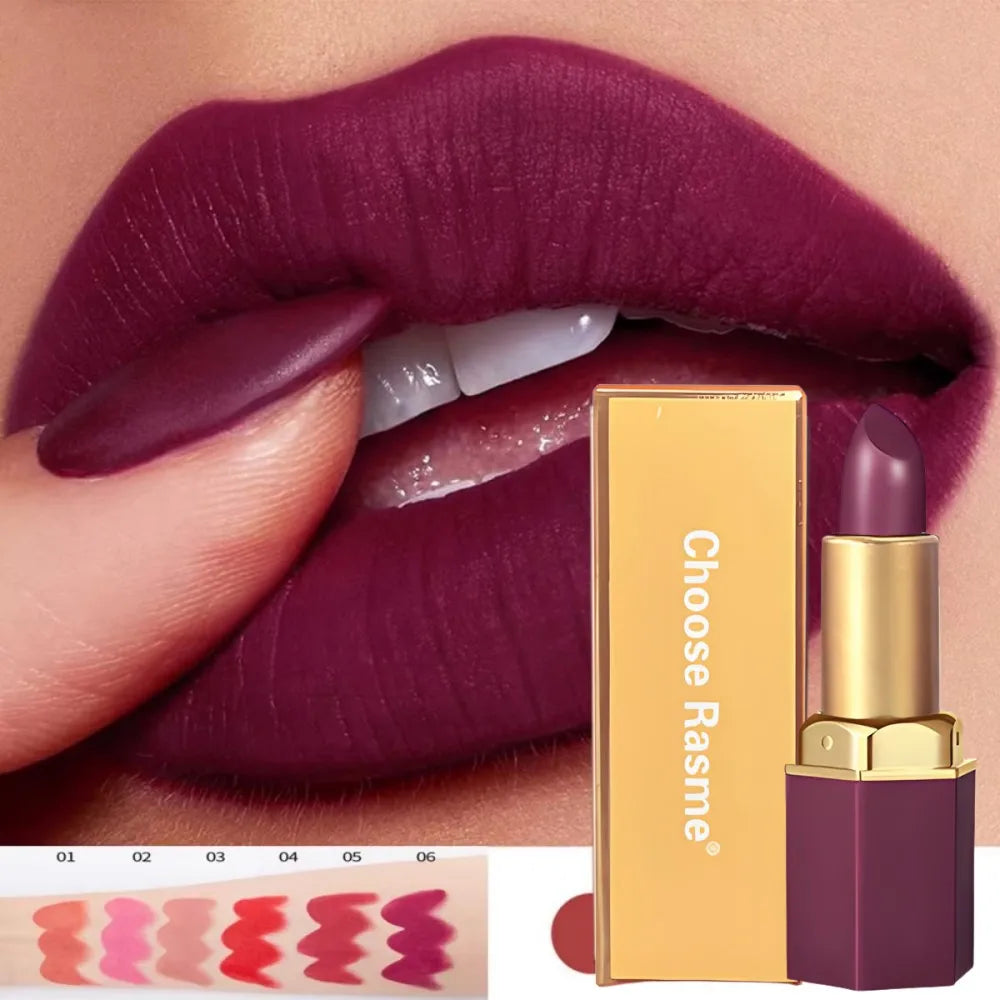 6-Color Matte Lipstick Set, Non-Fading, Non-Stick Cup Long-Lasting Velvet Finish, Smooth Matte Lip Color Waterproof Smudge-proof