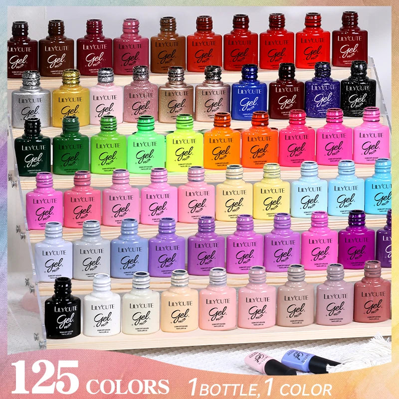 LILYCUTE Spring Summer 7ml Nail Gel Polish Long Lasting 125 Colors Soak Off UV Gel For Women French DIY Nail Art Supply