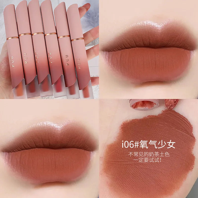 Dual-Use Liquid Matte Lipstick Lip Balm Pink Long-Lasting Non-Stick to Cup 6 Colors Available for Lip And Cheek Makeup