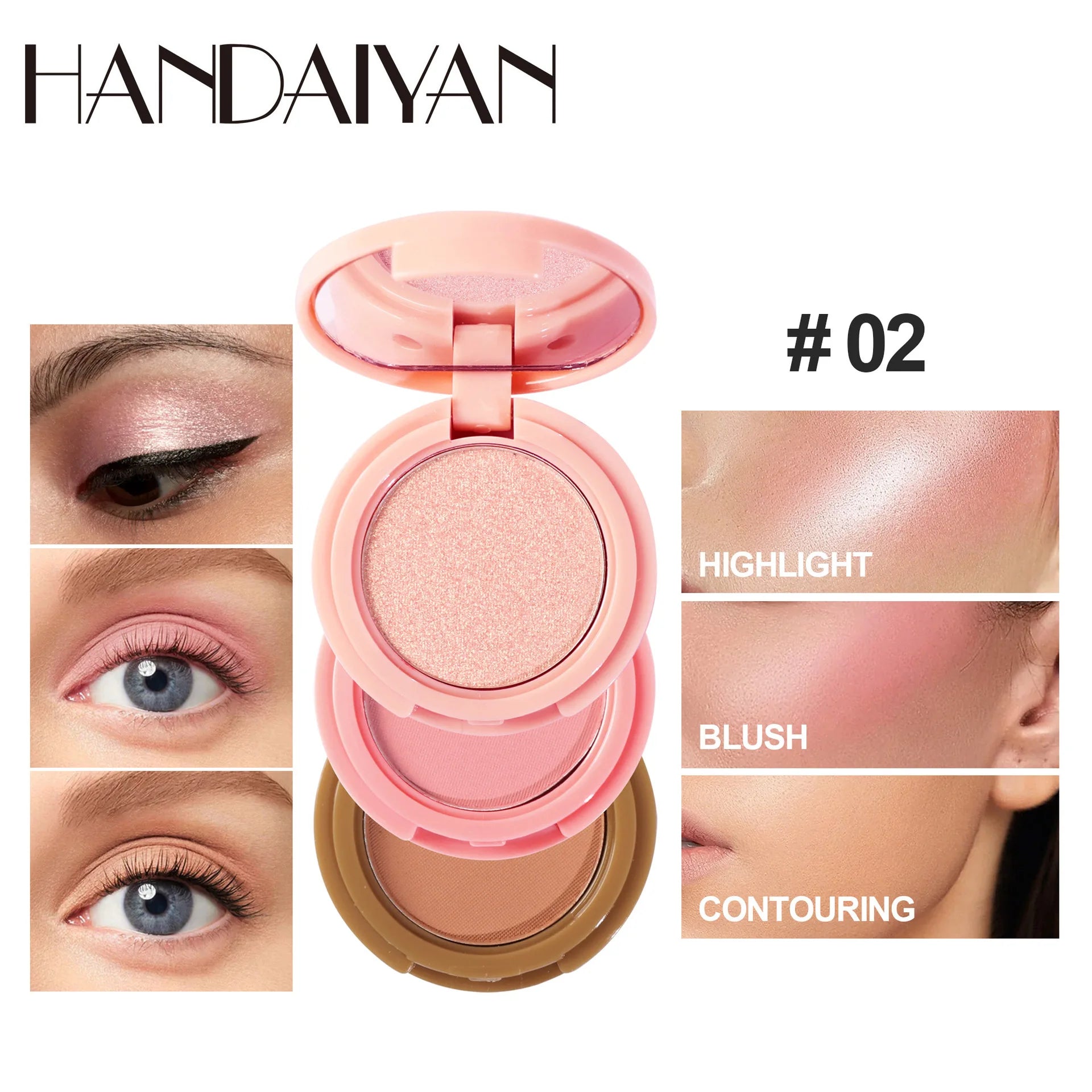 3 in 1 Multifunctional Matte Highlighter Contour Blush Palette Pearly Shiny Face Powder Cosmetics for Professional Makeup