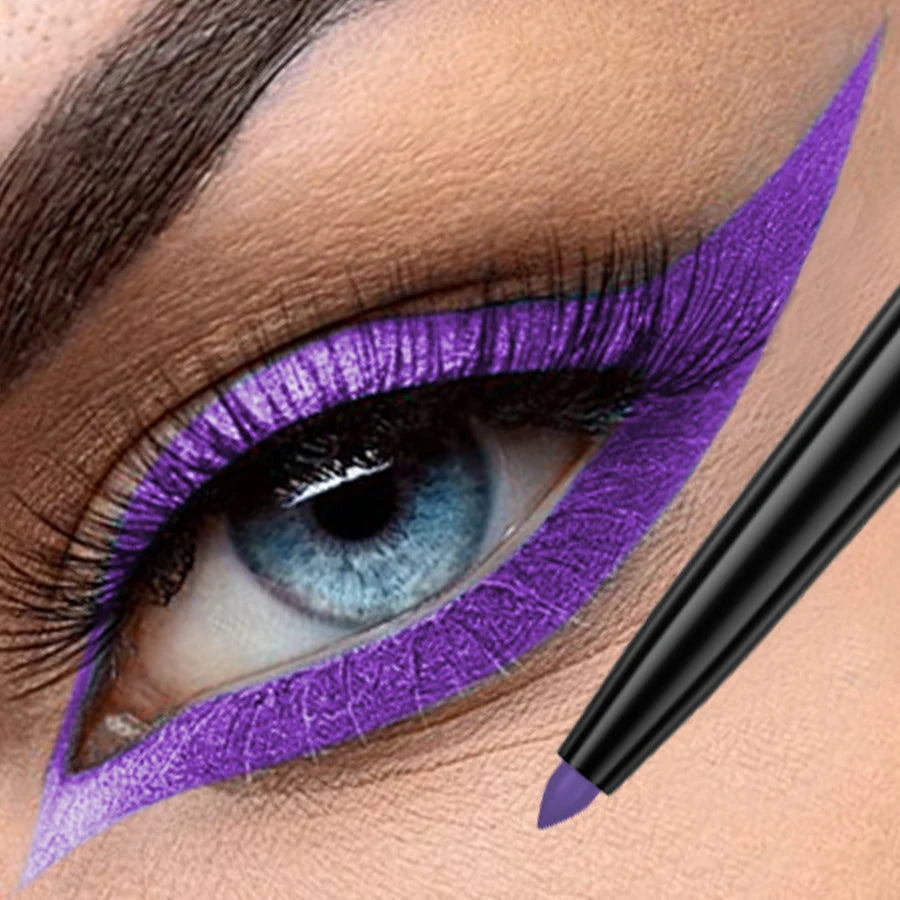 1pc Colourful Eyeliner Pen,High Pigmented Pearly Glitter&Shimmer Metallic Eyeliner Stick, Long Lasting Waterproof White Black