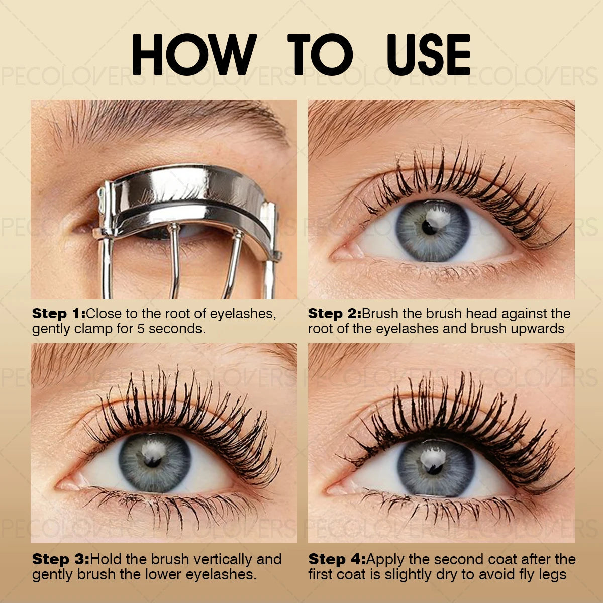 4D Silk Fiber Mascara, Waterproof Lengthening Curling, Waterproof Clump-free Long-lasing, with Thin Brush, Beginner-Friendly