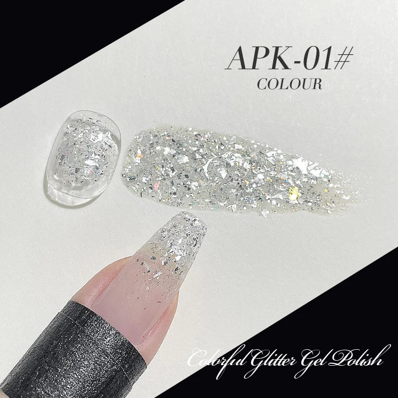 AS 15ml Sparkle Platinum Gel Nail Polish Shiny Pink Gold Silver Glitter Painting Gel Drawing Semi Permanent Tpo Free Varnish