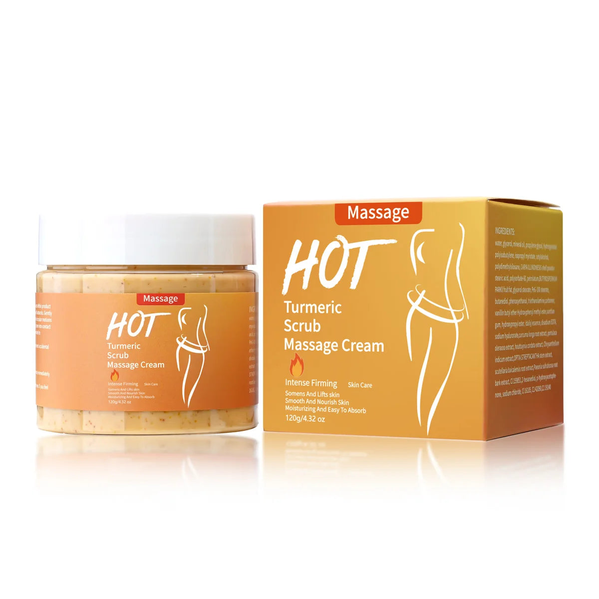 Turmeric Massage Scrub Whitening and Exfoliating Massage, Heating Cream, Exercise Firming Walnut Shell Particle Massage Cream