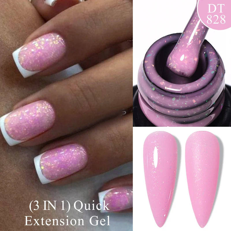 MEET ACROSS 7ml Dark Color Glitter Top Coat Gel For Nails Brocade Powder 2 In 1 Chameleon Nail Art Gel Varnish Manicure