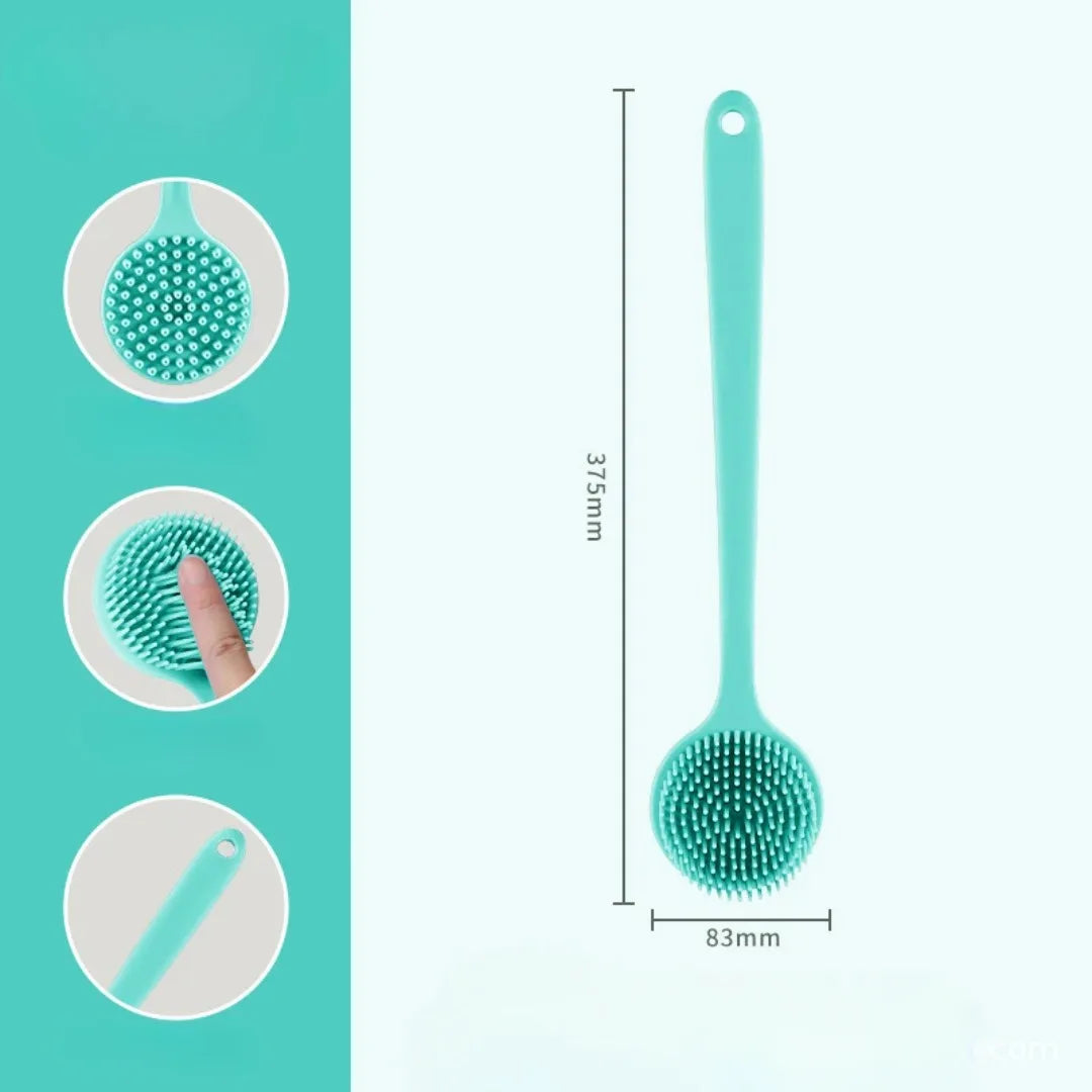 Soft Silicone Body Scrubber Back Brush Bath Shower Brush with Handle Exfoliating Back Scrub Skin Massager Body Care Bath Supplie