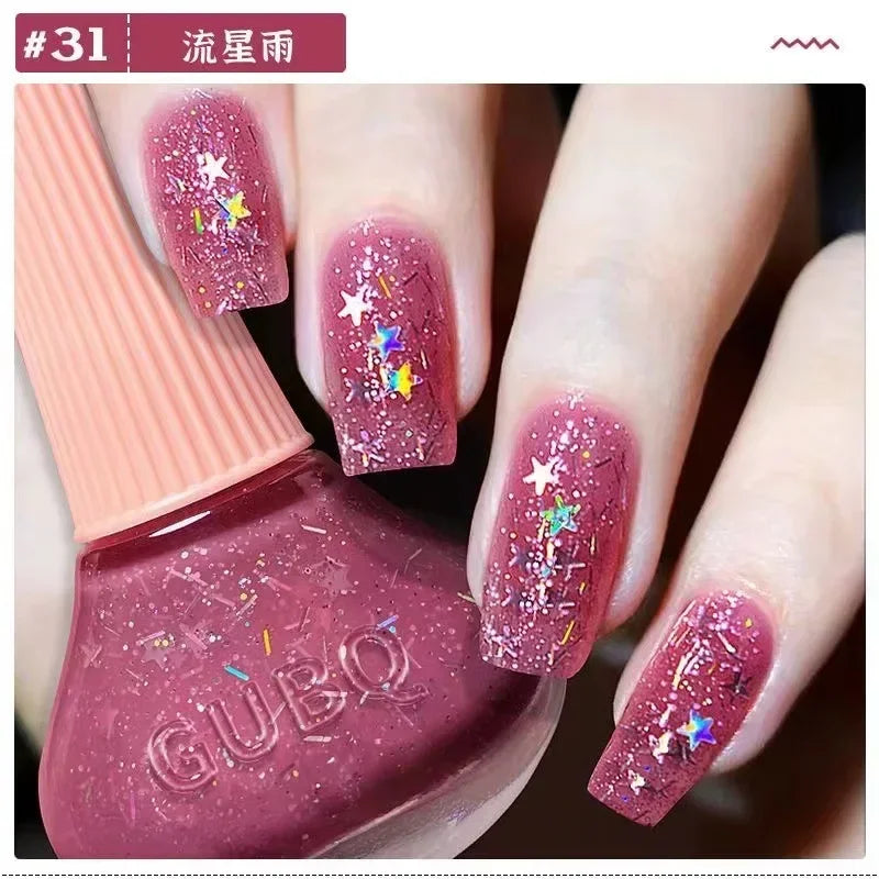 12ml  No-bake Quick Dry Nail Polish Shimmer Nail Polish Quick Dry No Peelable Long Lasting Nail Art Varnish 45 Colors