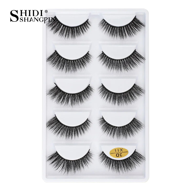 3D Faux Mink Lashes X05 Fluffy Wispy False Eyelashes 5Pairs Reusable Soft Volume Eyelashes Natural Look for Daily & Party Makeup