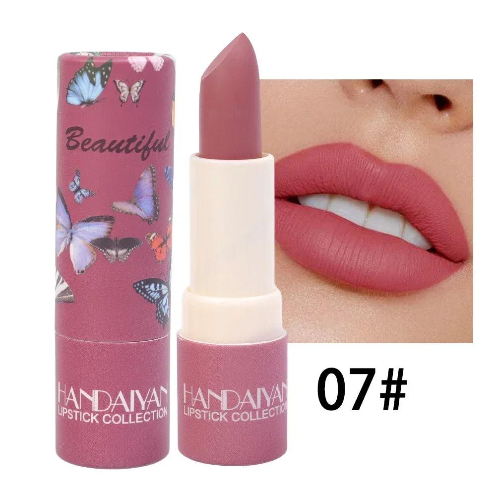 Waterproof Nude Lipstick 8 Colors Non-Stick Cup Velvet Moisture Matte Lip Tint Professional Lasting Velvet Lips Makeup Cosmetic