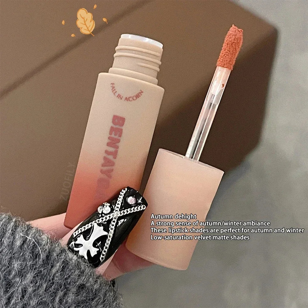 Matte Nude Red Lip Gloss 6Colors Long Lasting Velvet Red Brown Non-stick Cup Lip Mud Pink Liquid Lipstick Korean Makeup Cosmetic